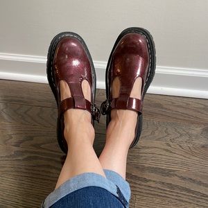 Women’s 8.5 circus by Sam Edelman burgundy vegan patent leather mary Janes